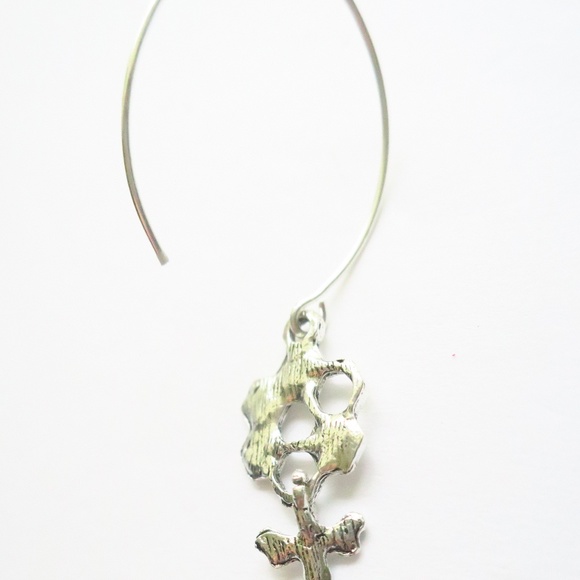 Honeycomb Dangle Bee Threader Earrings Sterling - Picture 8 of 8